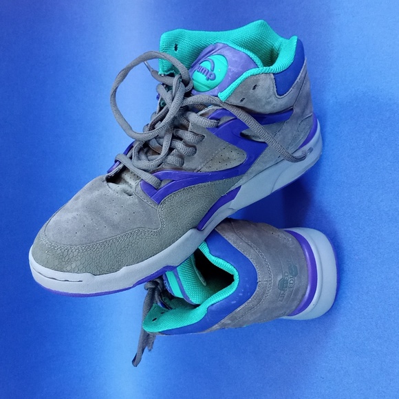RARE REEBOK Omni Pump Gray Purple Teal Suede Japan Limited Edition - Picture 9 of 11